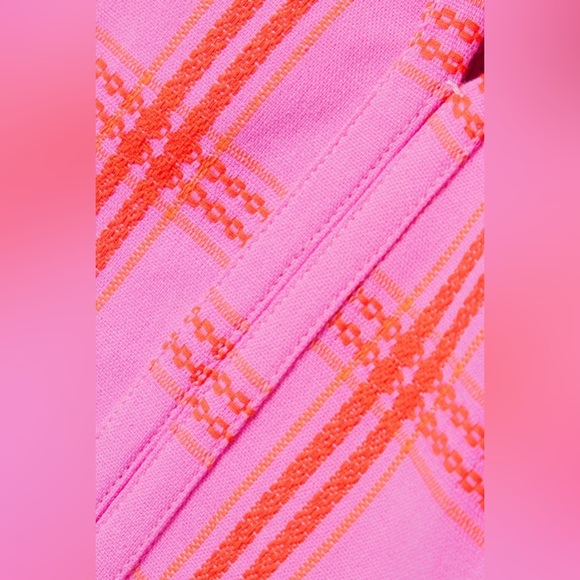 NWT Mara Hoffman Rilynn Cropped Strapless Embroidered Checked Cotton Top - Picture 4 of 7